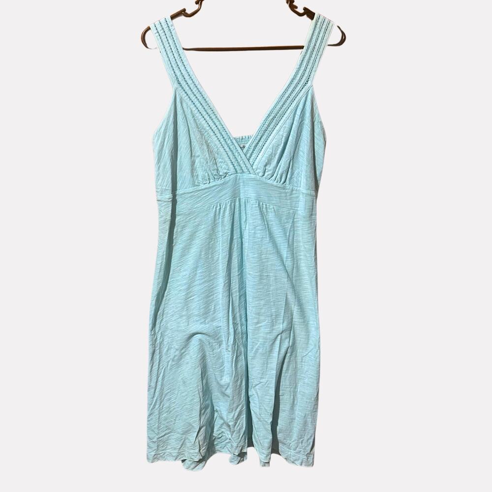 Tommy Bahama Kailua L Light Blue Cotton Empire Mini Dress Y2K Coastal Resort